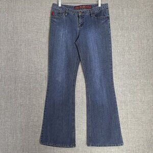 Y2K Mudd Jeans Womens 11 Blue Flared Denim Cotton 90s Wide Leg Vintage